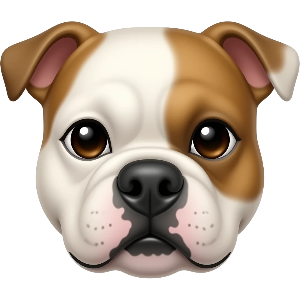 Custom iOS emoji with no blur and a white background. The topic of the emoji is "bull terrier". It MUST maintain the general apple iOS emoji style. emoji