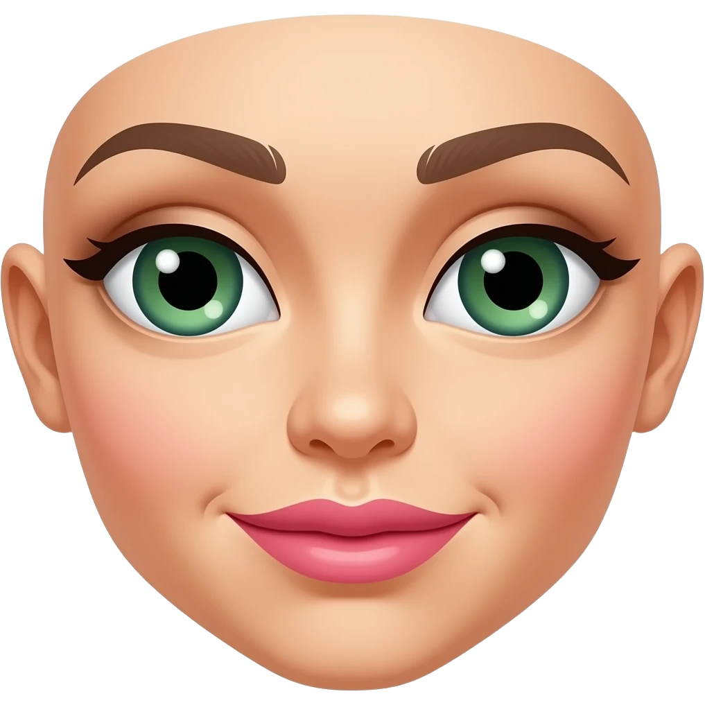 ojos verdes con los parpados pintados de marron y labios pintados de rosa emoji