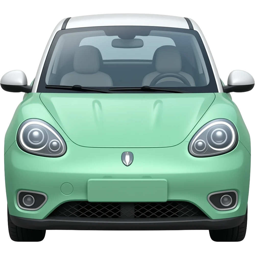 Mint green eletminicar with white roof emoji