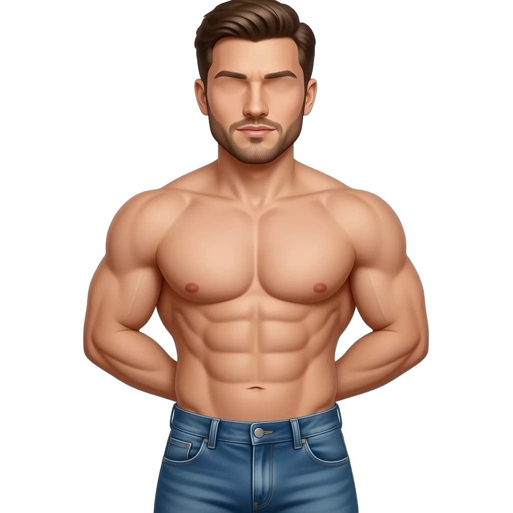 Männlicher muskulöser Körper, Brust, Bauch Arme, Hüfte, Mund und Kiefer sollen zu sehen sein,  Gesicht nicht emoji