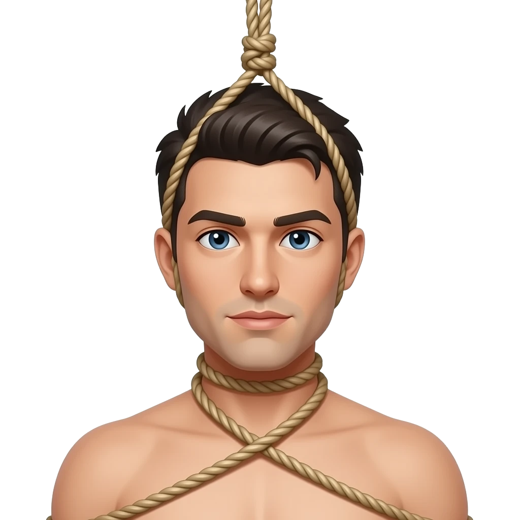 Male front image with shibari hanged from ceiling emoji