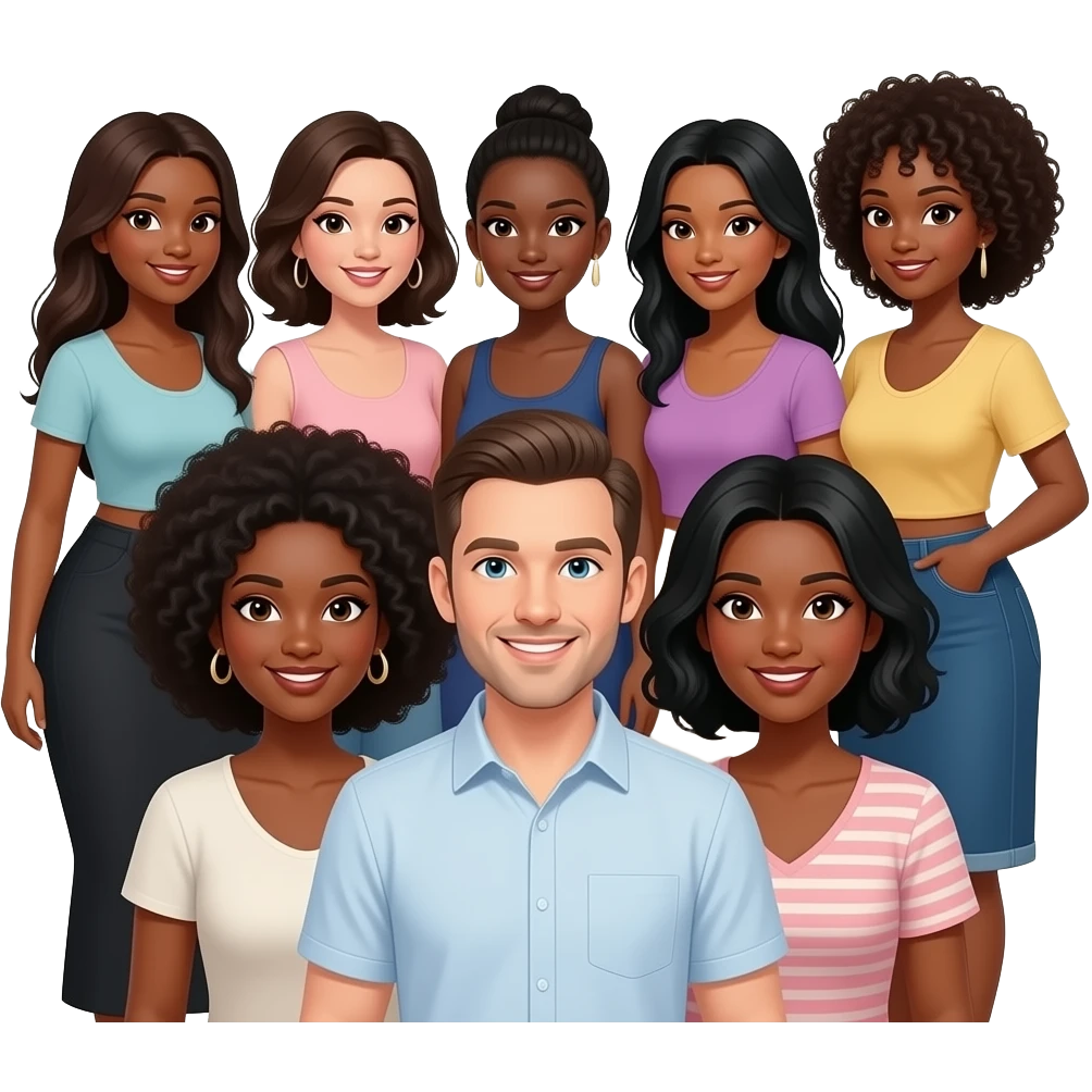 Black women white man friends emoji