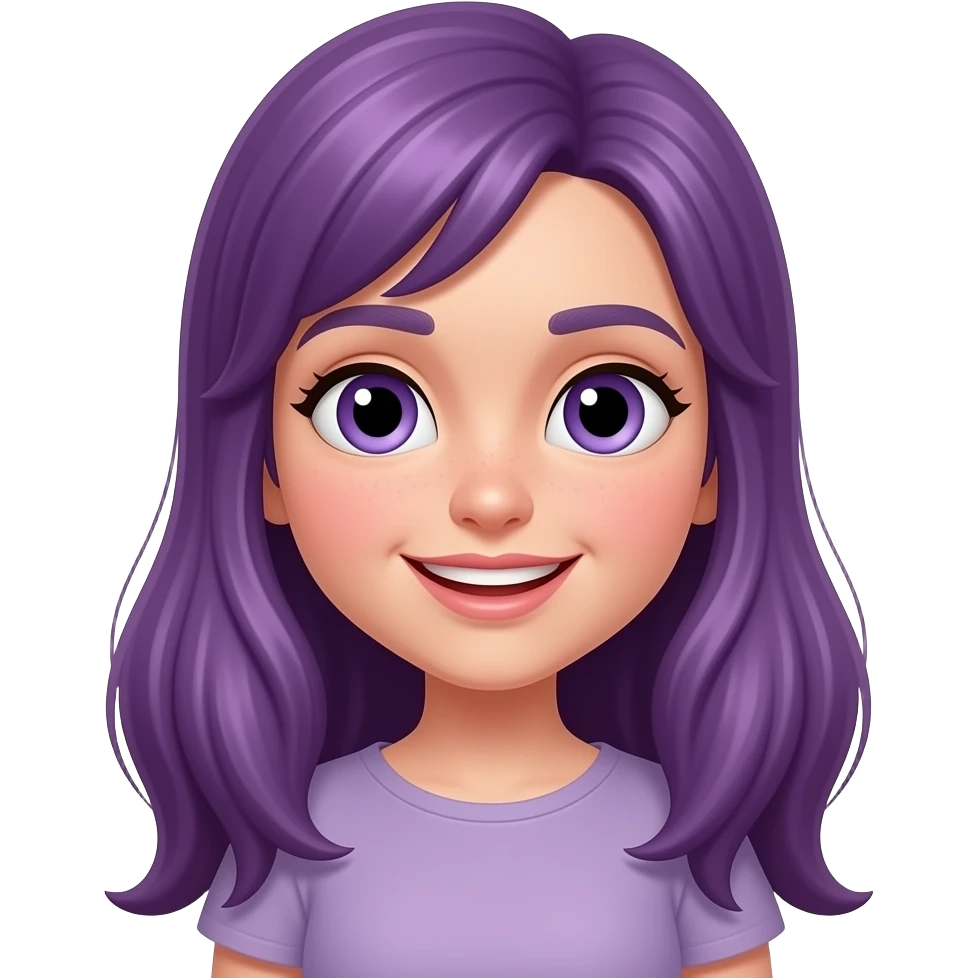 GIRL WITH LONG PURPLE HAIR IS TELLING A STORY emoji