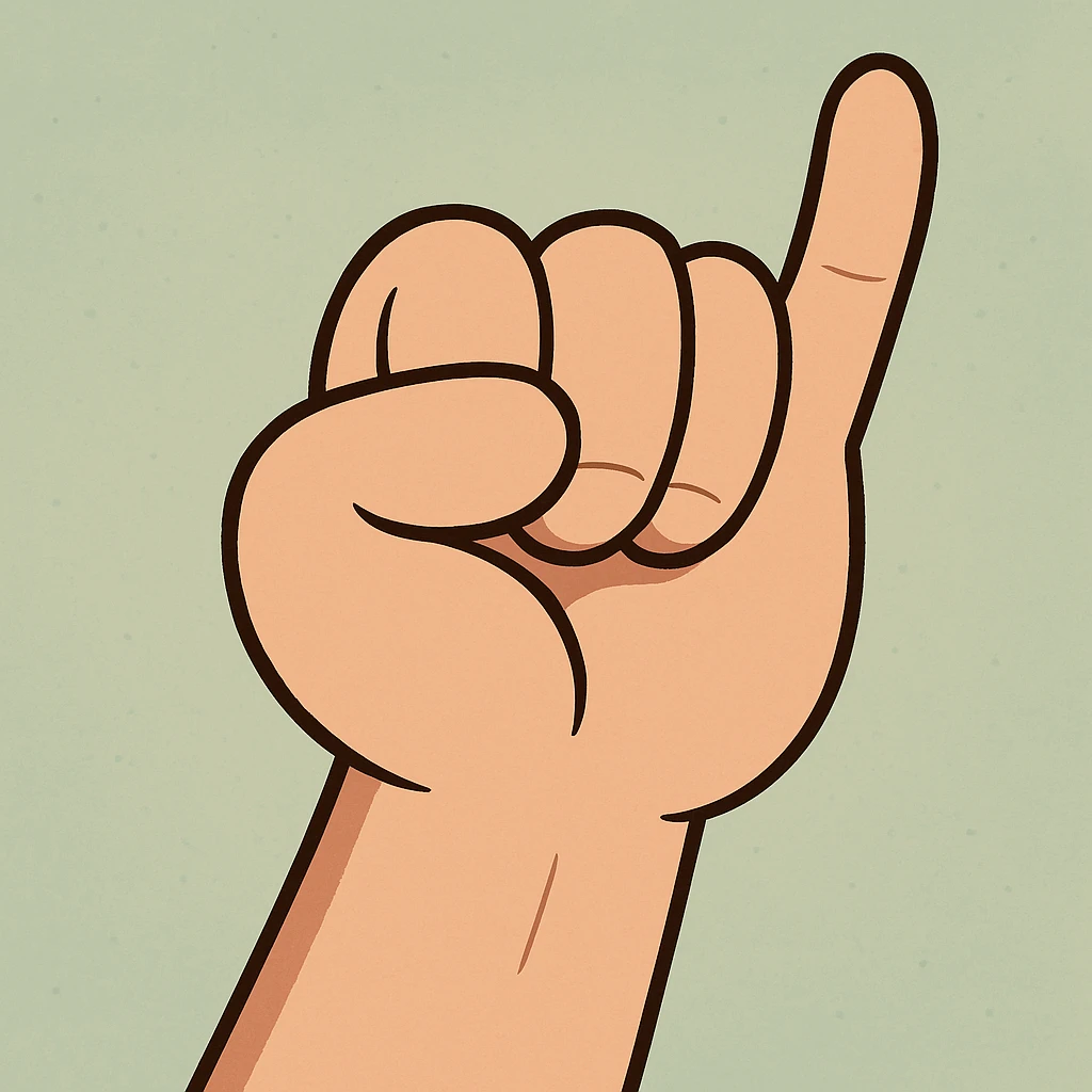 cartoon hand making a fist with the pinky finger extended, playful style, simple background emoji