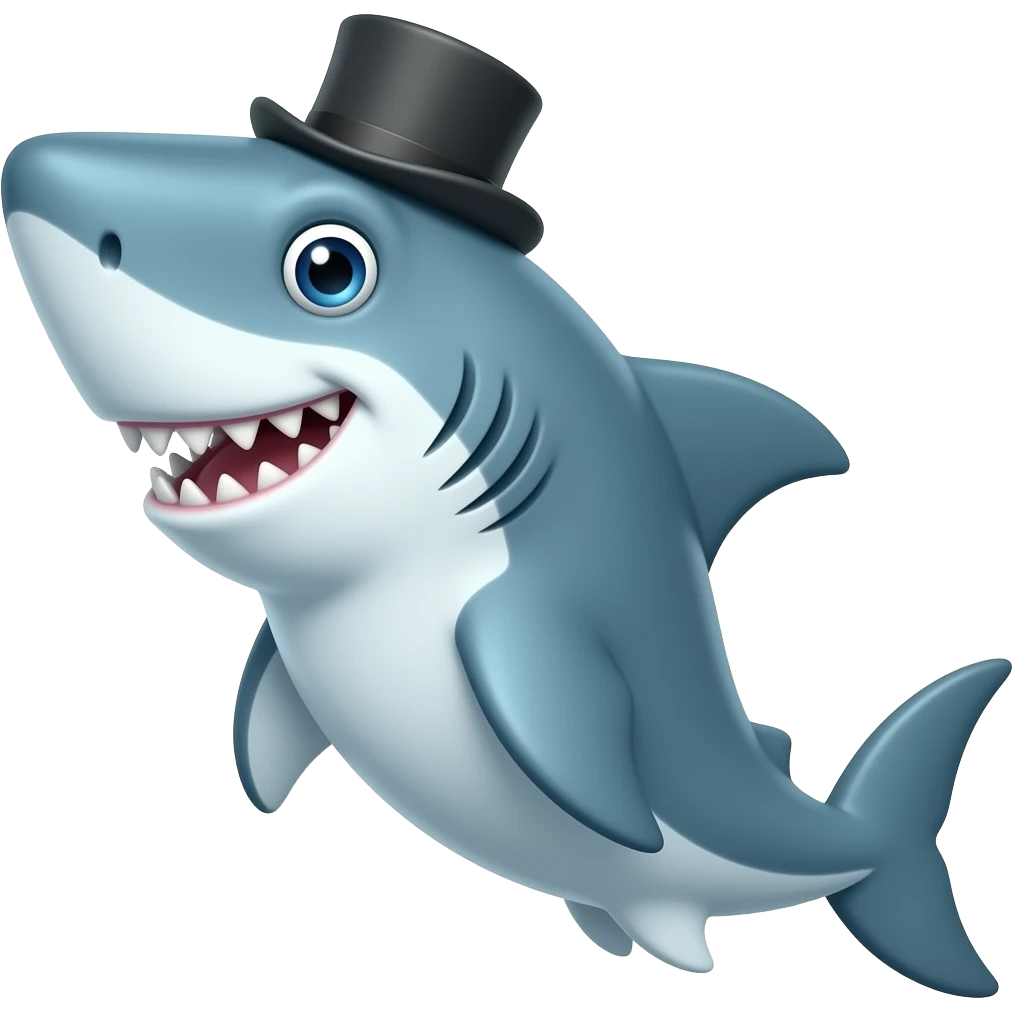 Shark with a top hat emoji