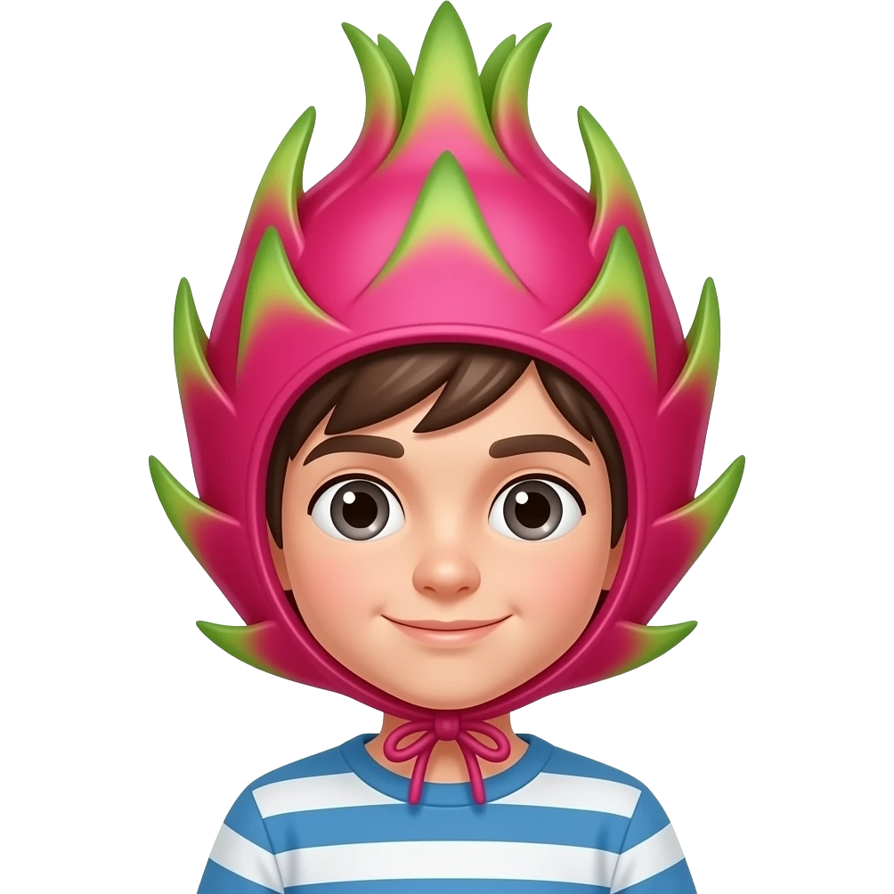 boy wearing dragon Fruit HAT emoji