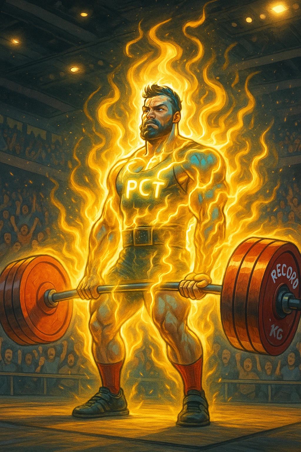 Powerlifter in gara che fa record grazie alla sua "PCT" emoji