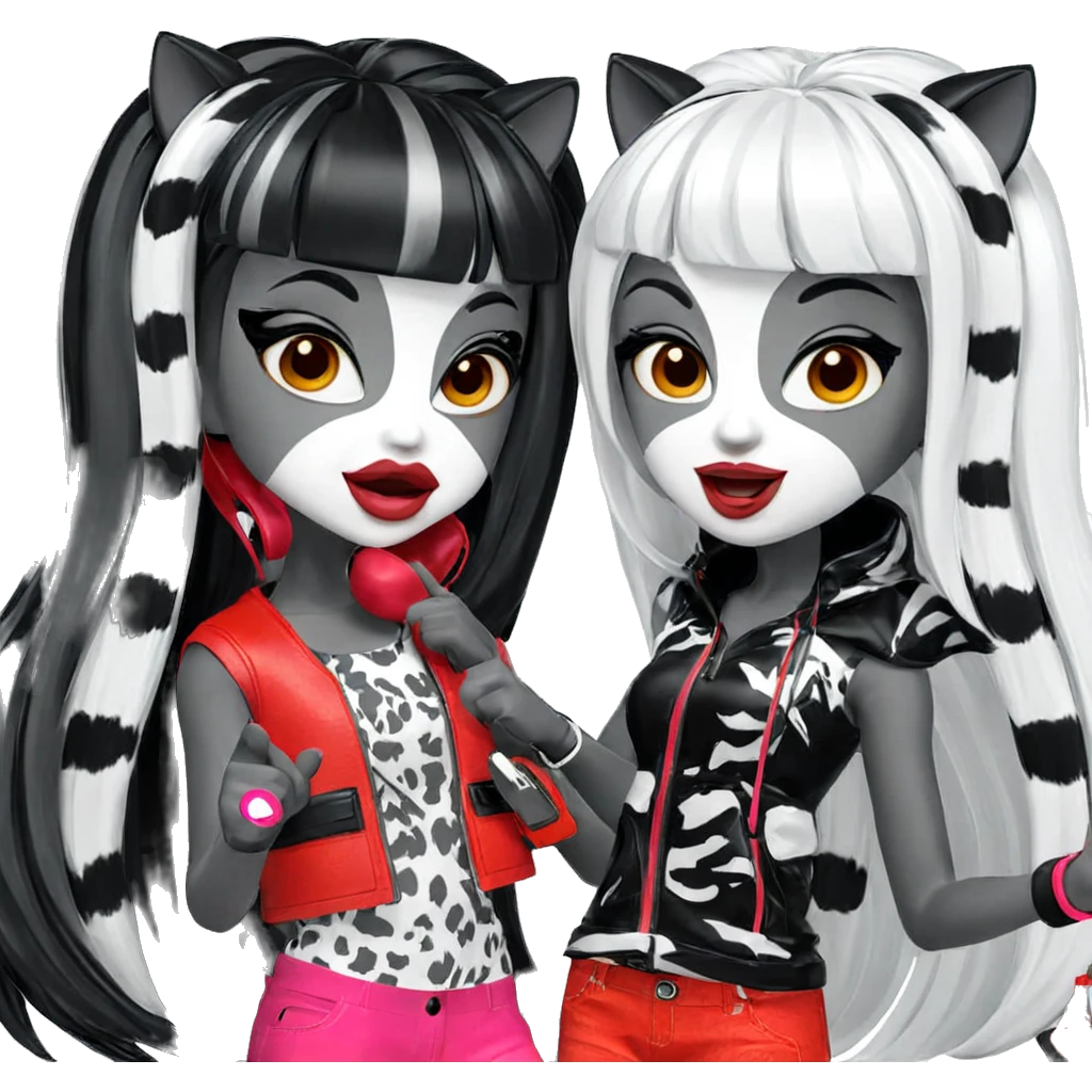 stylish girls with animal ears emoji