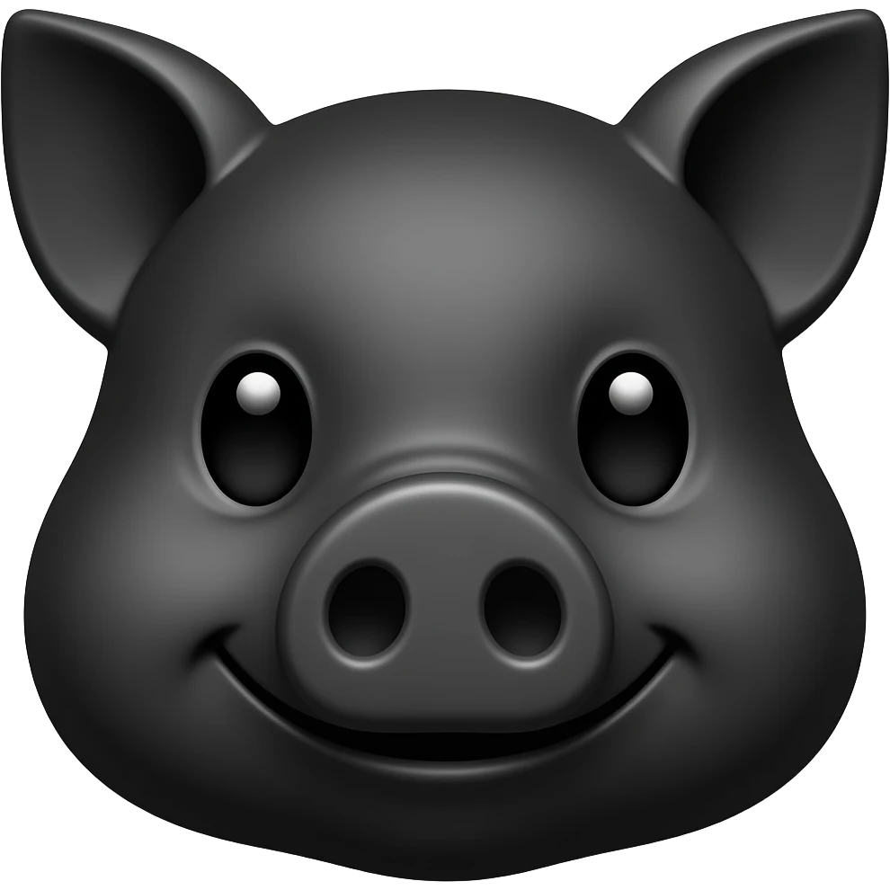 Black piggie face emoji
