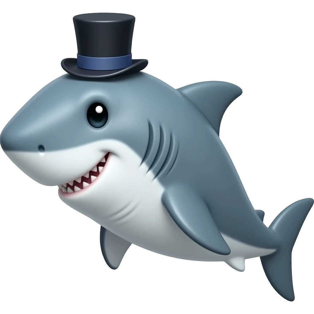 Shark with a top hat emoji