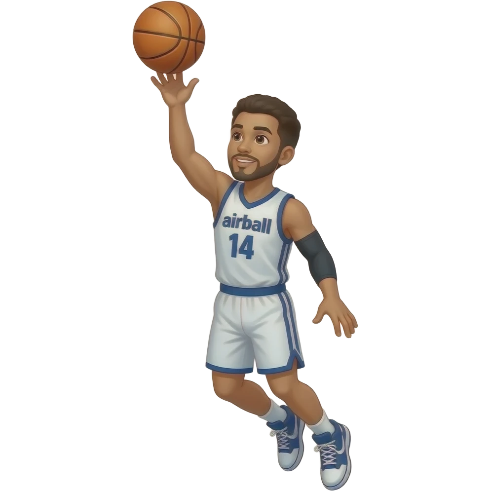 Some one shooting a shot and airballing it and has small writing saying airball emoji