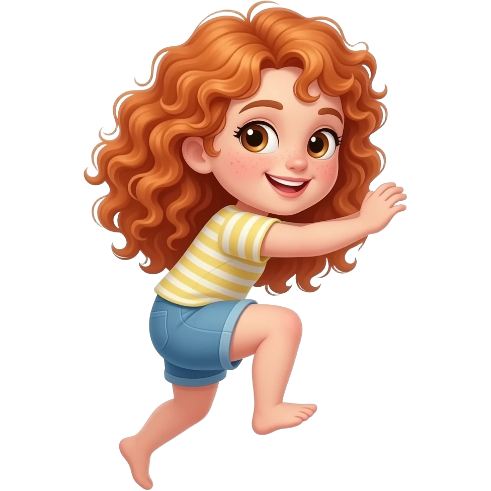 Fille rousse bouclés tâches de rousseur Escalade emoji