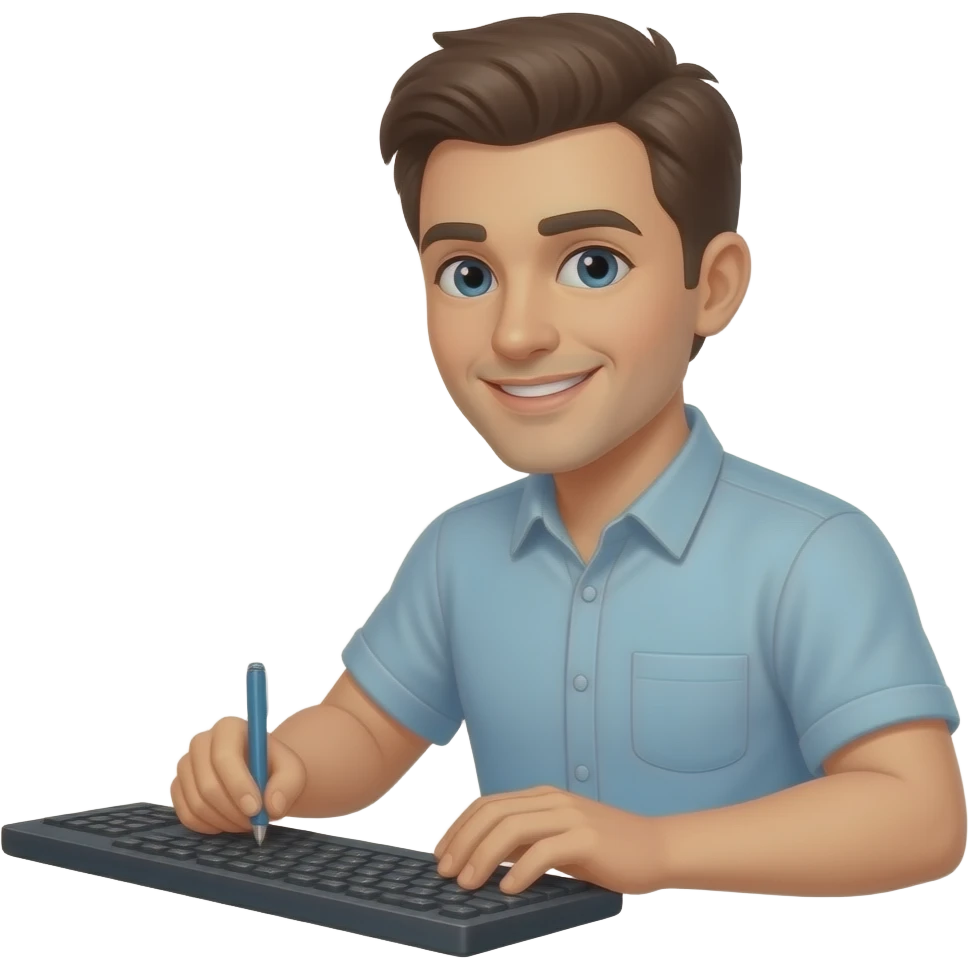 Hombre escribiendo en un teclado emoji