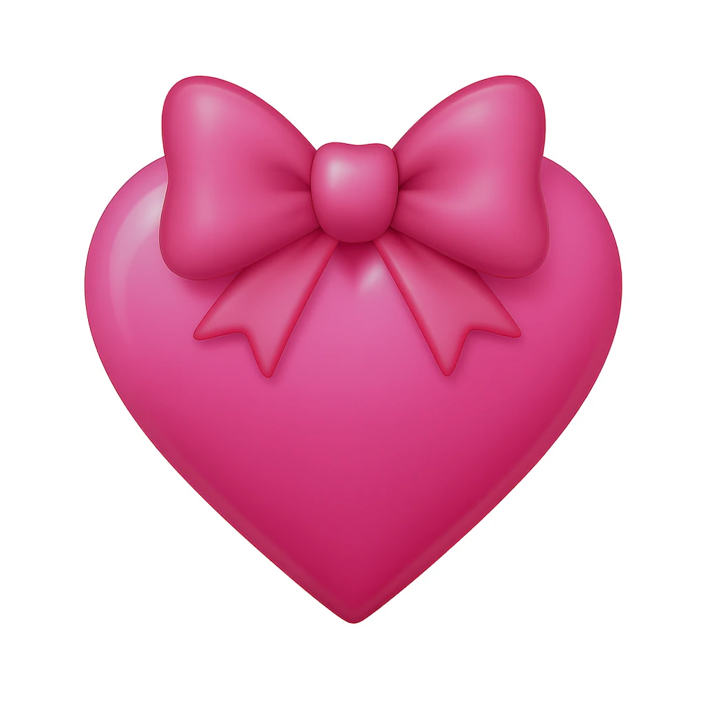 pink heart emoji with a bow emoji