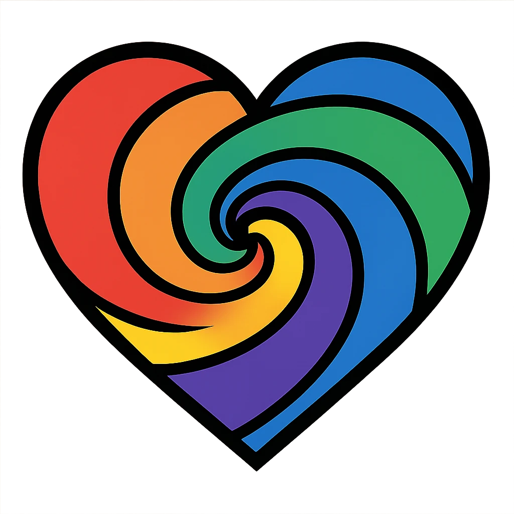 heart with a rainbow swirl, clean digital illustration emoji