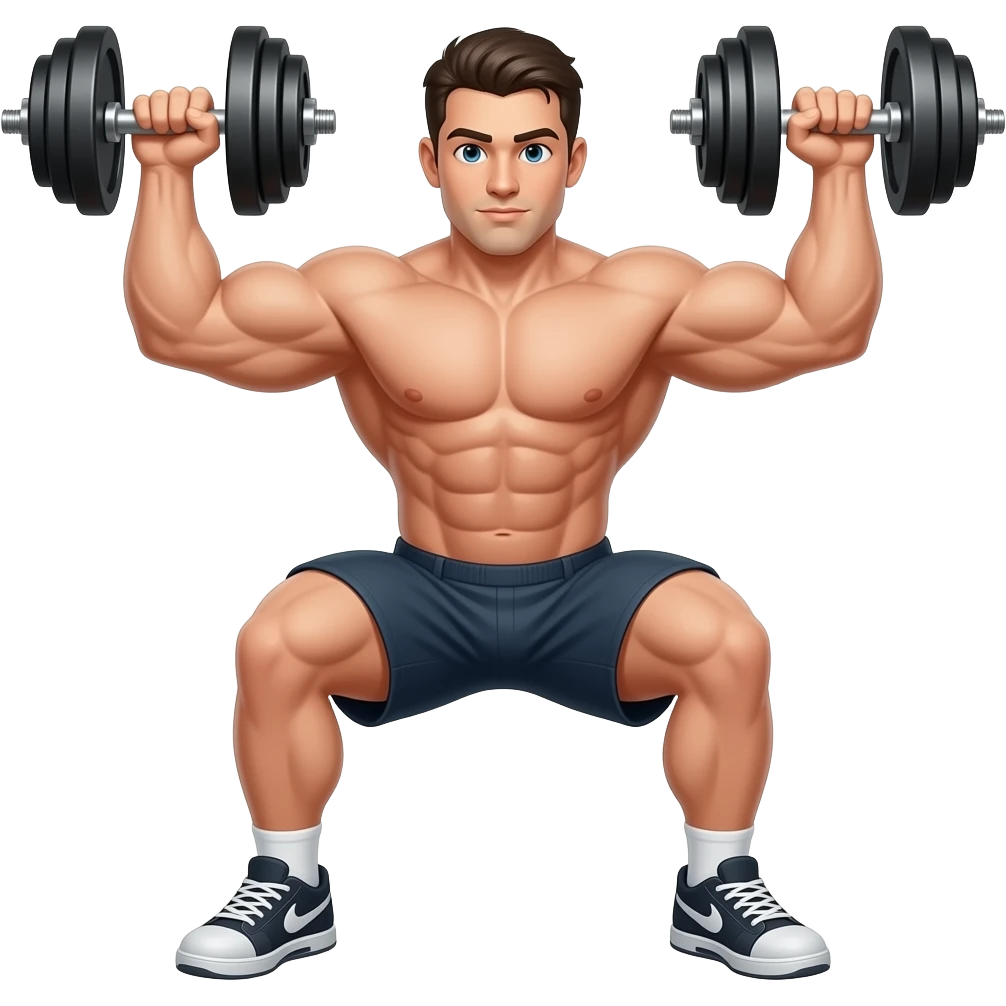 a shirtless buff man doing a Dumbbell Row emoji
