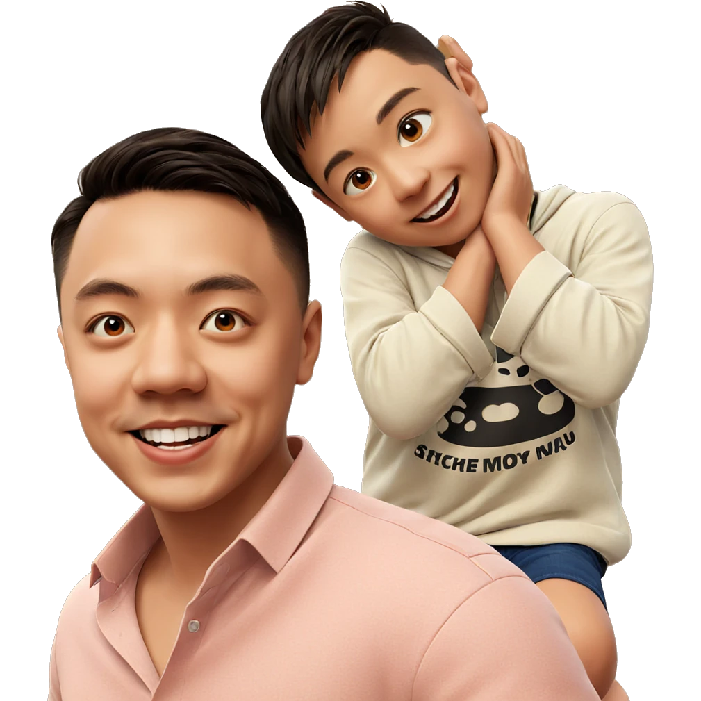 two boys sharing a smile emoji