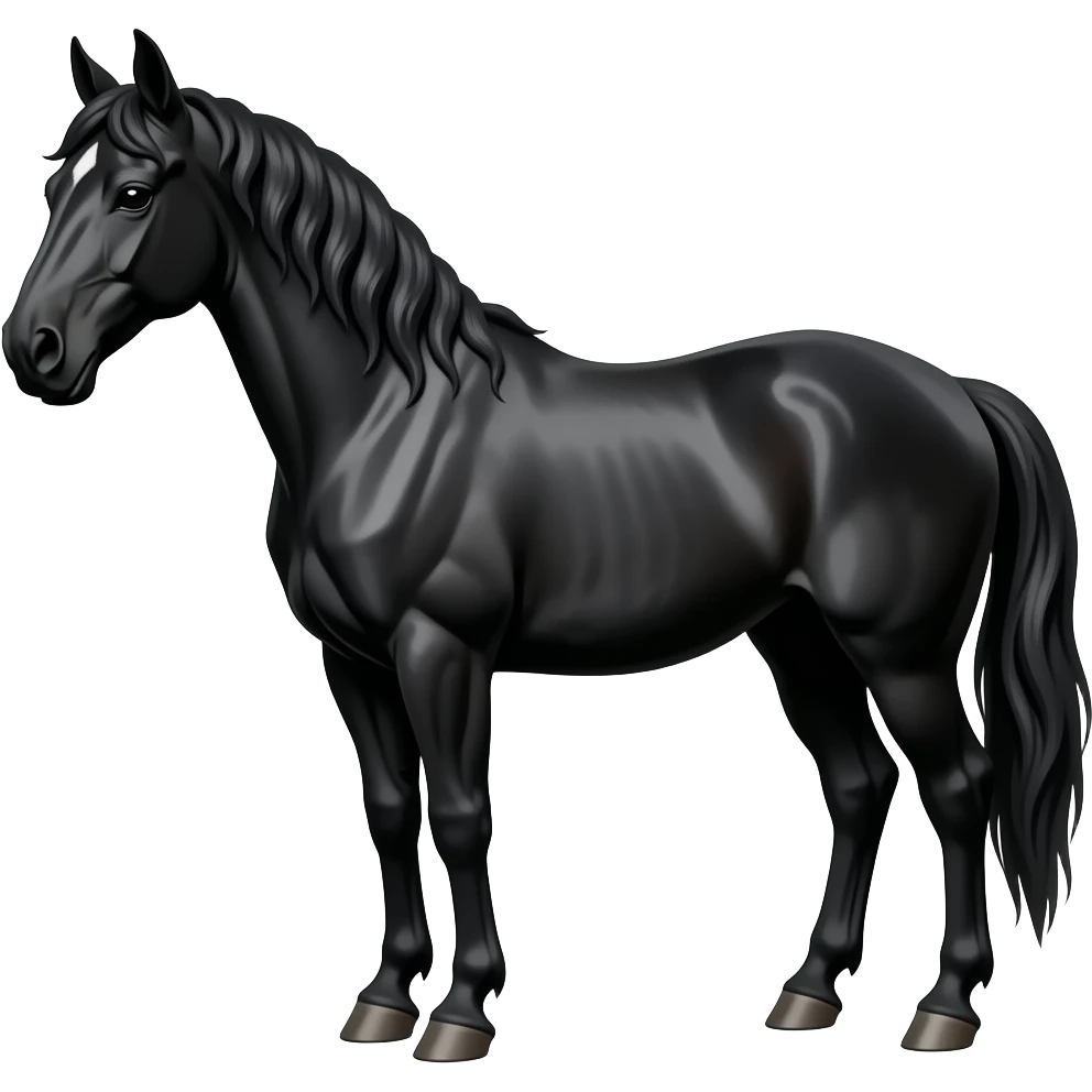 Single Black horse standing with two feet emoji