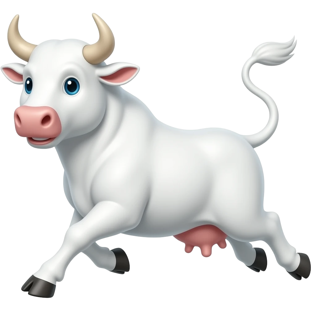 Cartoon white bull running emoji