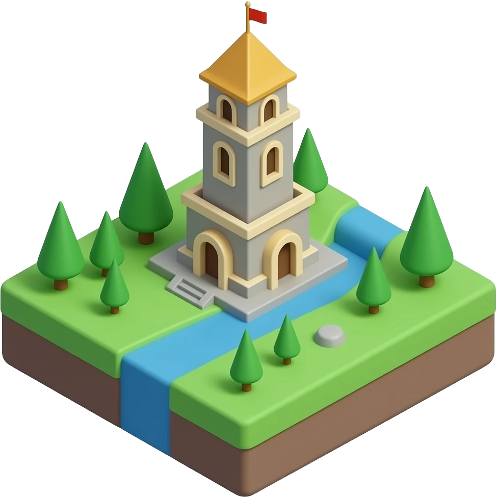3D isometric emoji of Ireland landmarks, cute chibi, glossy, vibrant, minimal background emoji