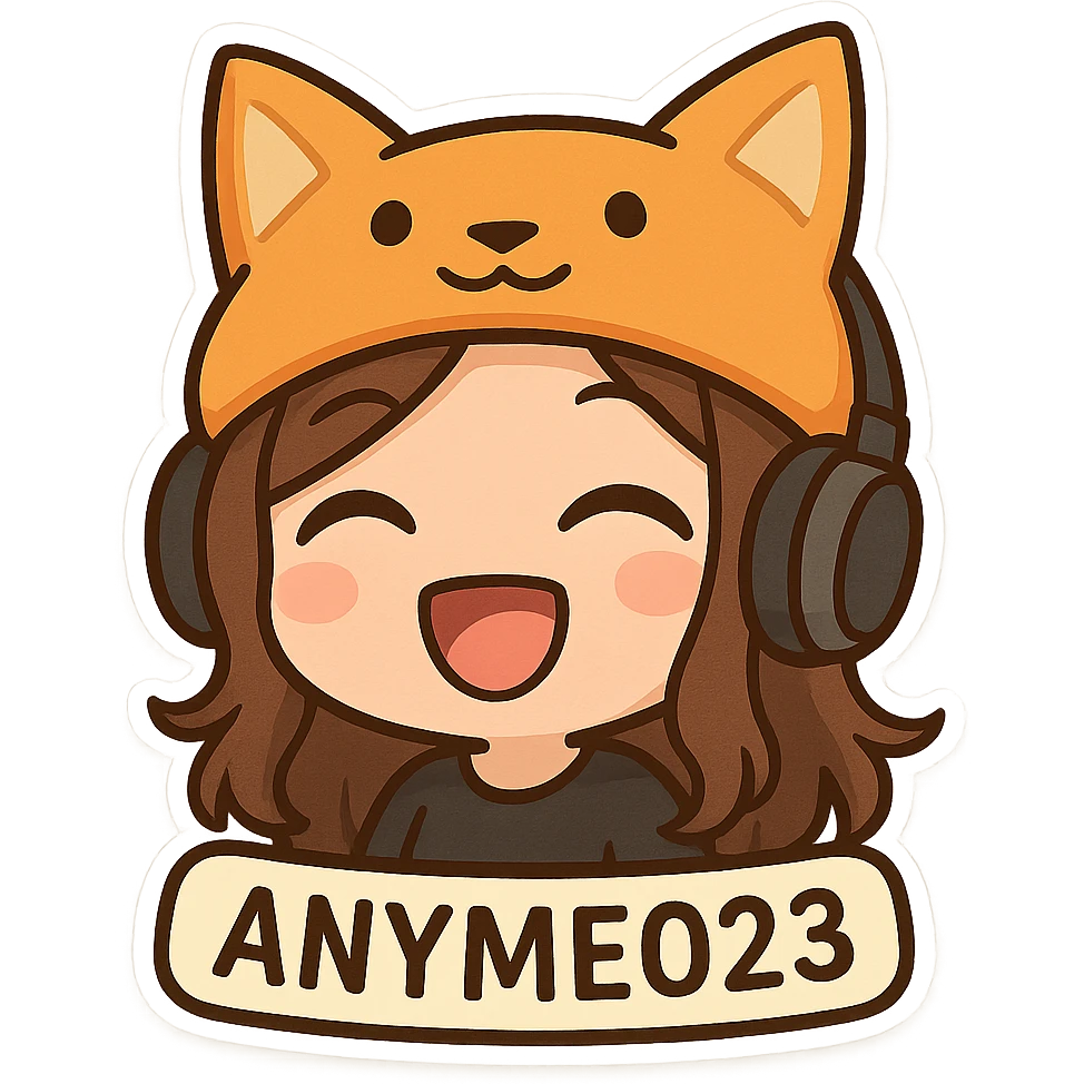 Anyme023 streamer wearing a Kaytan hat, chibi stickers style, joyful expression emoji