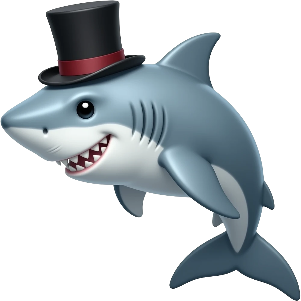 Shark with a top hat emoji