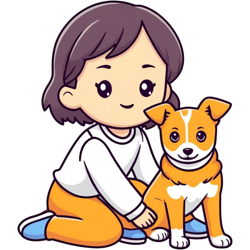 A girl who look like dog emoji