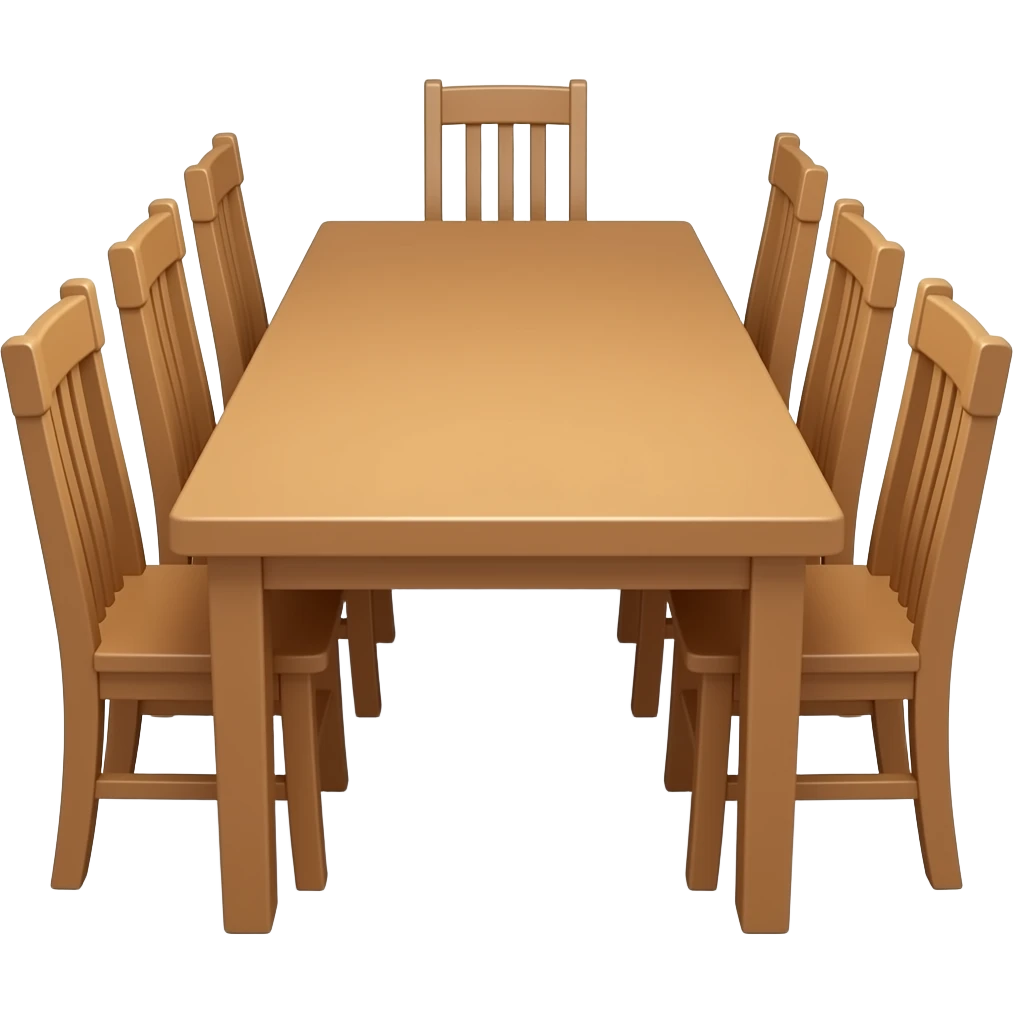 a table that is long and there is nothing there not a fork or anything else with chair to family emoji