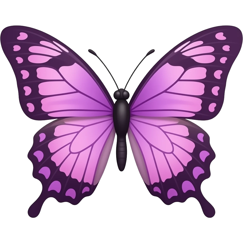 Mariposa color lila con rosa emoji