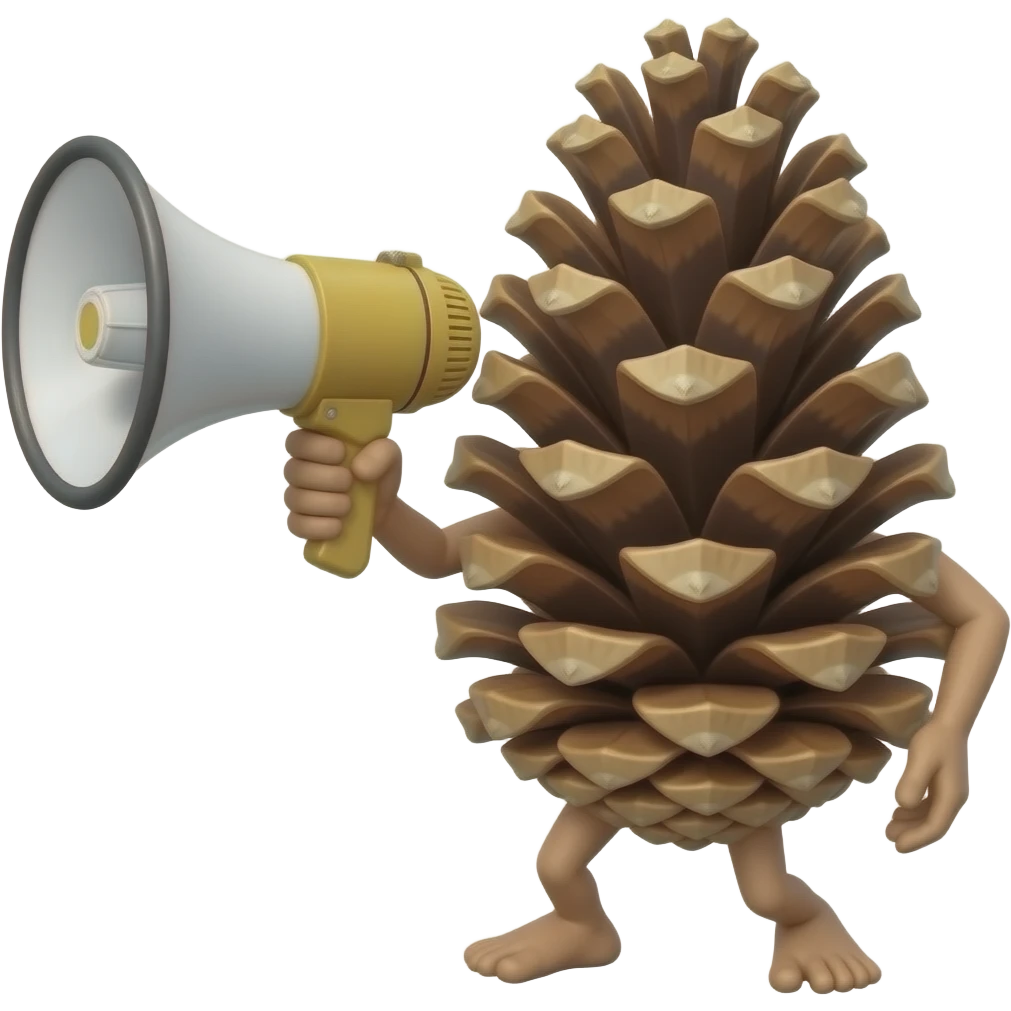 pinecone holding megaphone no arms emoji