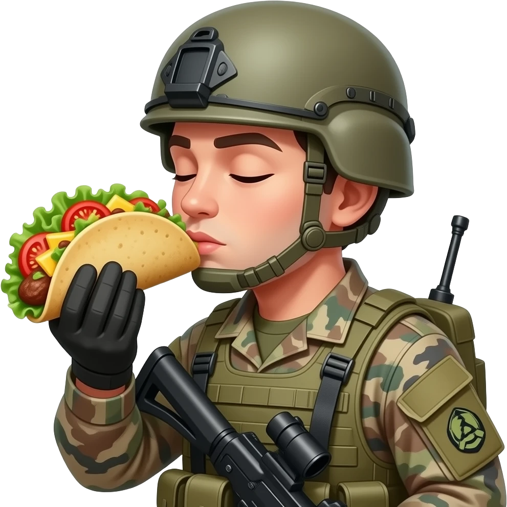 Soldier kissing taco emoji