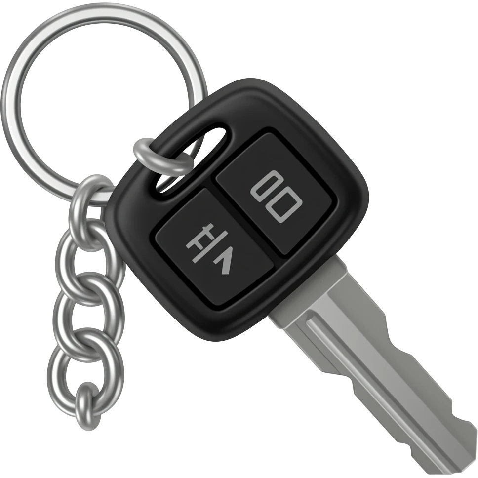 car keys with keychain black on white background minimalism emoji