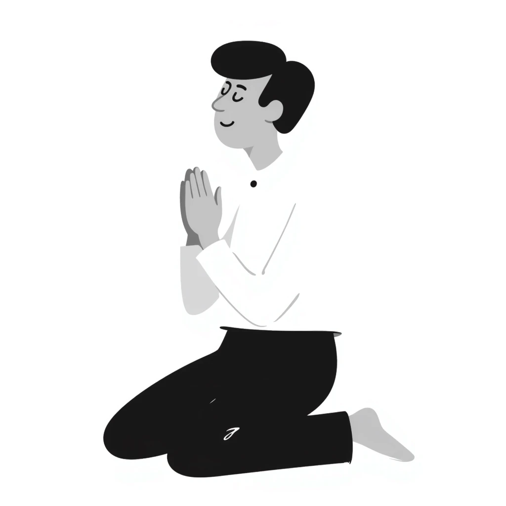 hand-drawn doodle of a man praying emoji