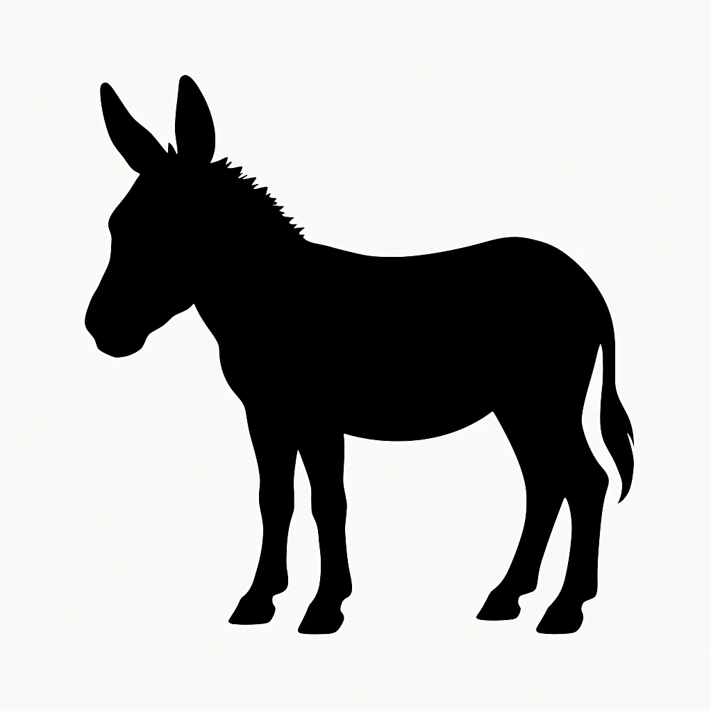 Donkey black silhouette white background emoji
