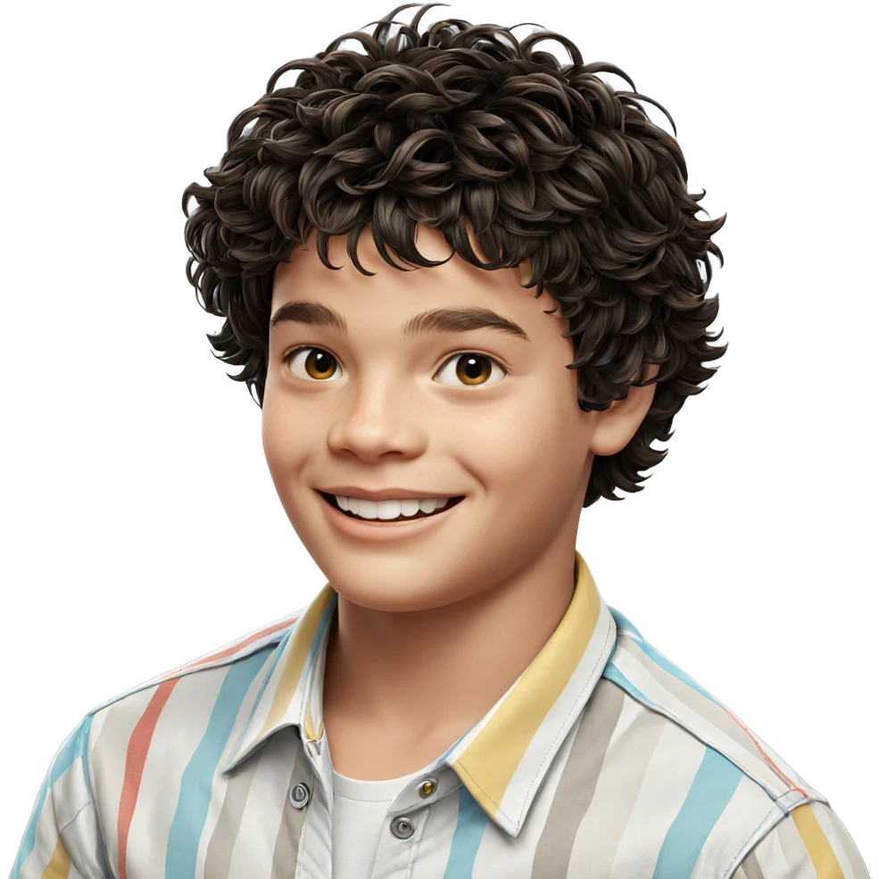 smiling boy in striped shirt emoji