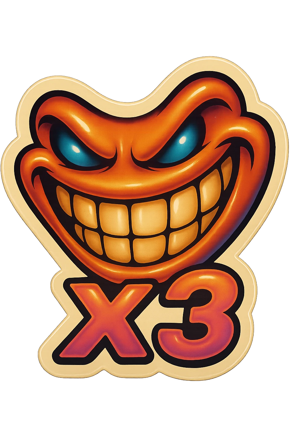 grin EVIL LOOk , Make it say "X3"" emoji