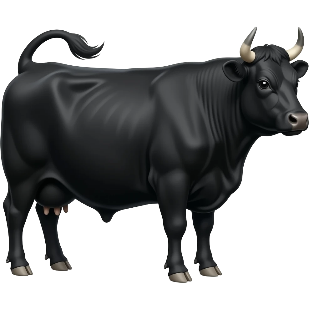 Black Aberdeen Angus cow emoji with no horns emoji