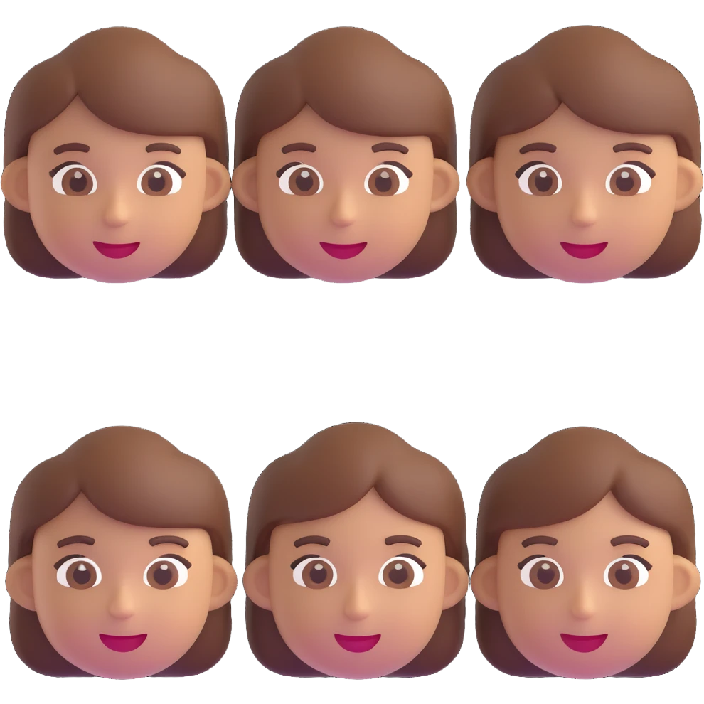 Change the hair color to brown, keep everything else the same in 3D emoji style. emoji