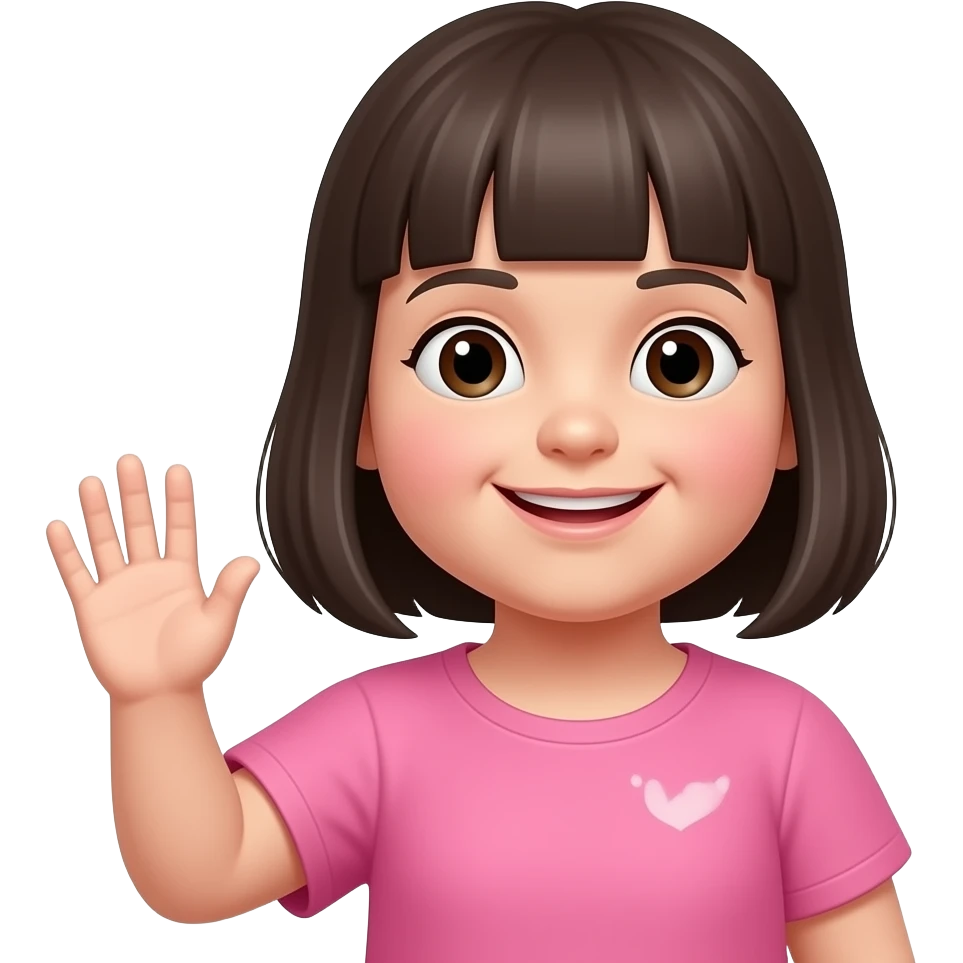 girl with down syndrome waving emoji