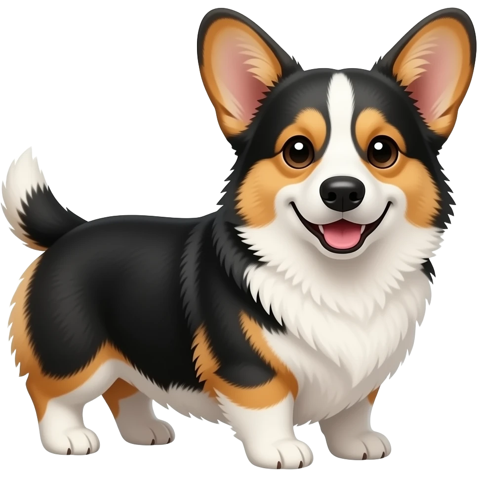 Corgi black brown white smiling emoji