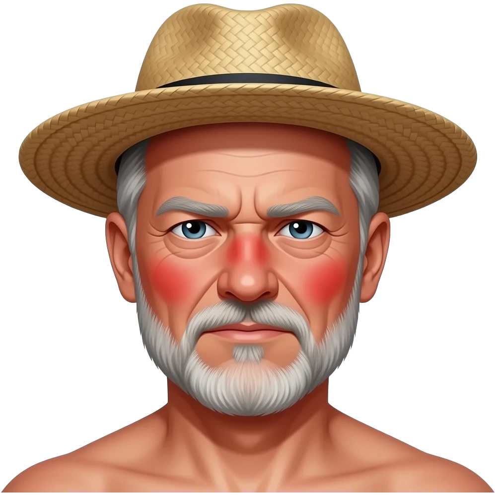 An em0ji of A\nWhite guy that has been working outside in the sun and is all very very red from the sun emoji