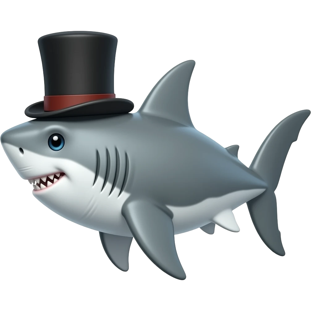 Shark with a top hat emoji