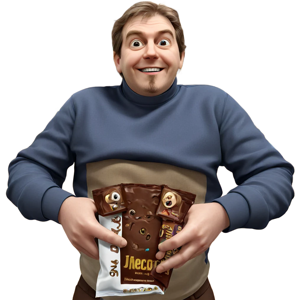 happy boy with chocolate bar emoji