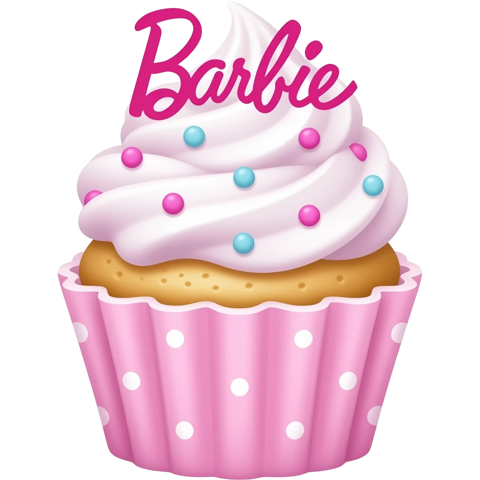 A sweet Barbie-style pastel cupcake menu emoji