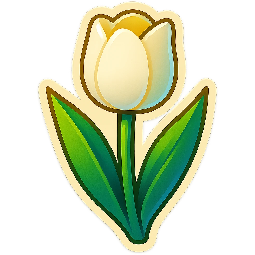 white tulip retro stickers style emoji