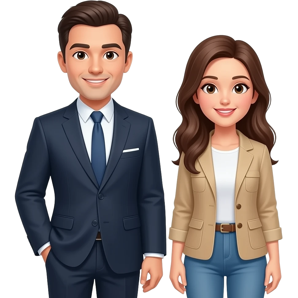 business men with women casual clothing emoji
