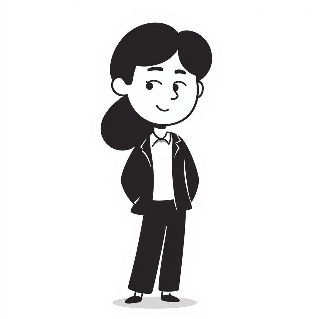 hand-drawn emoji-style avatar of a professional team member, clean and minimal look, soft color palette, subtle approachable facial expression, wearing business-casual clothing, simple light background, modern vector startup website style emoji