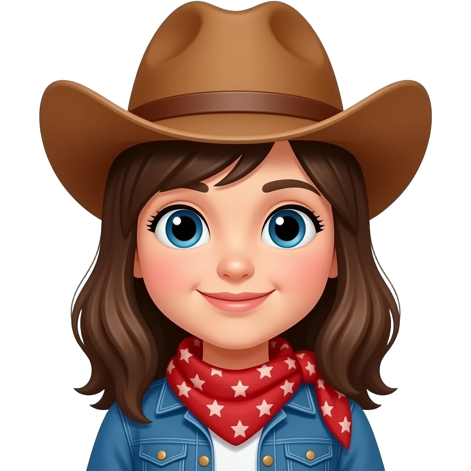Cute country emoji with cowgirl hat emoji