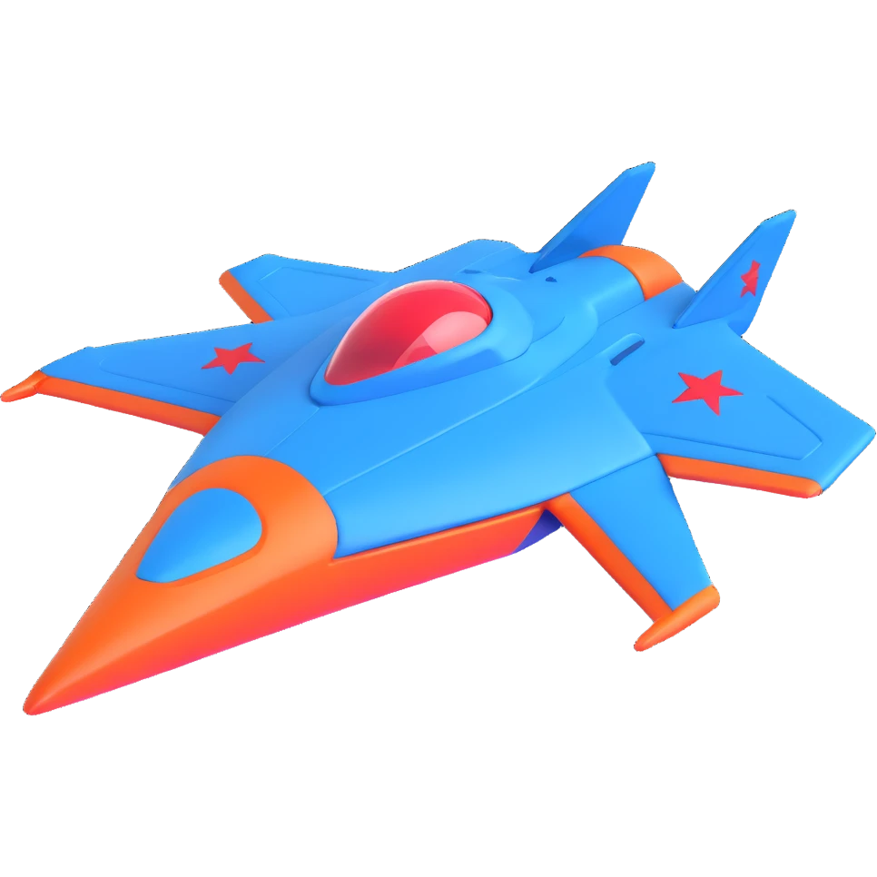 Blue starship with red star insignia, celestial navigator emoji