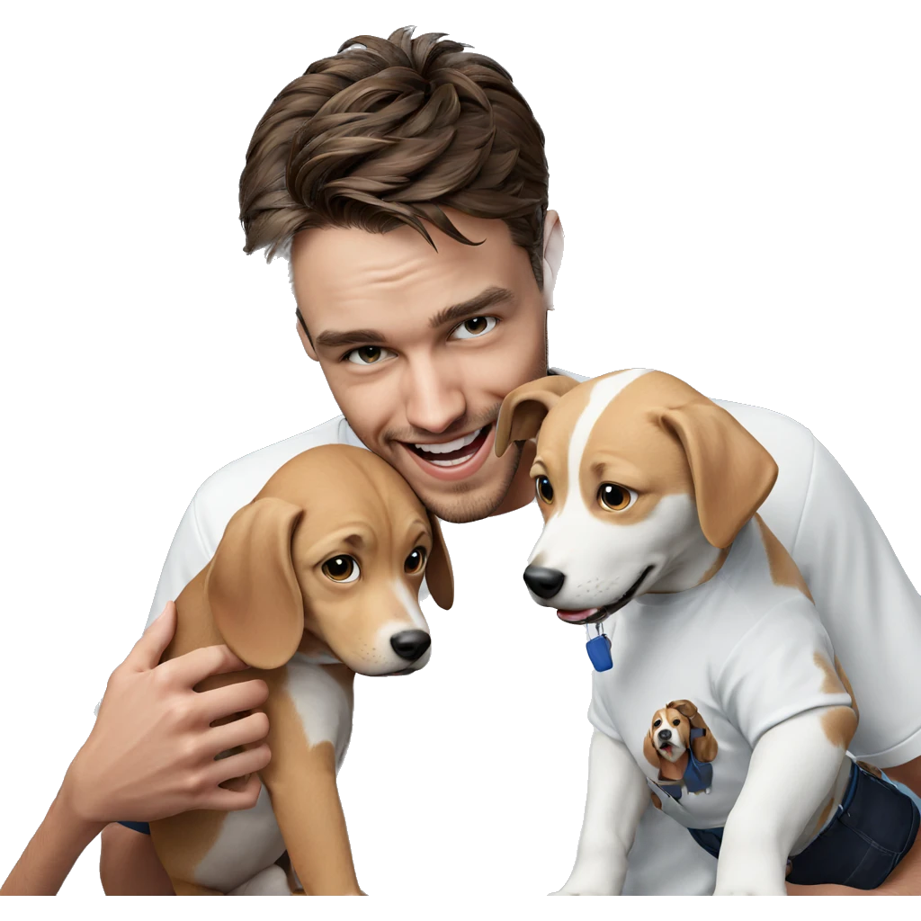 boy holding dog in shirt emoji